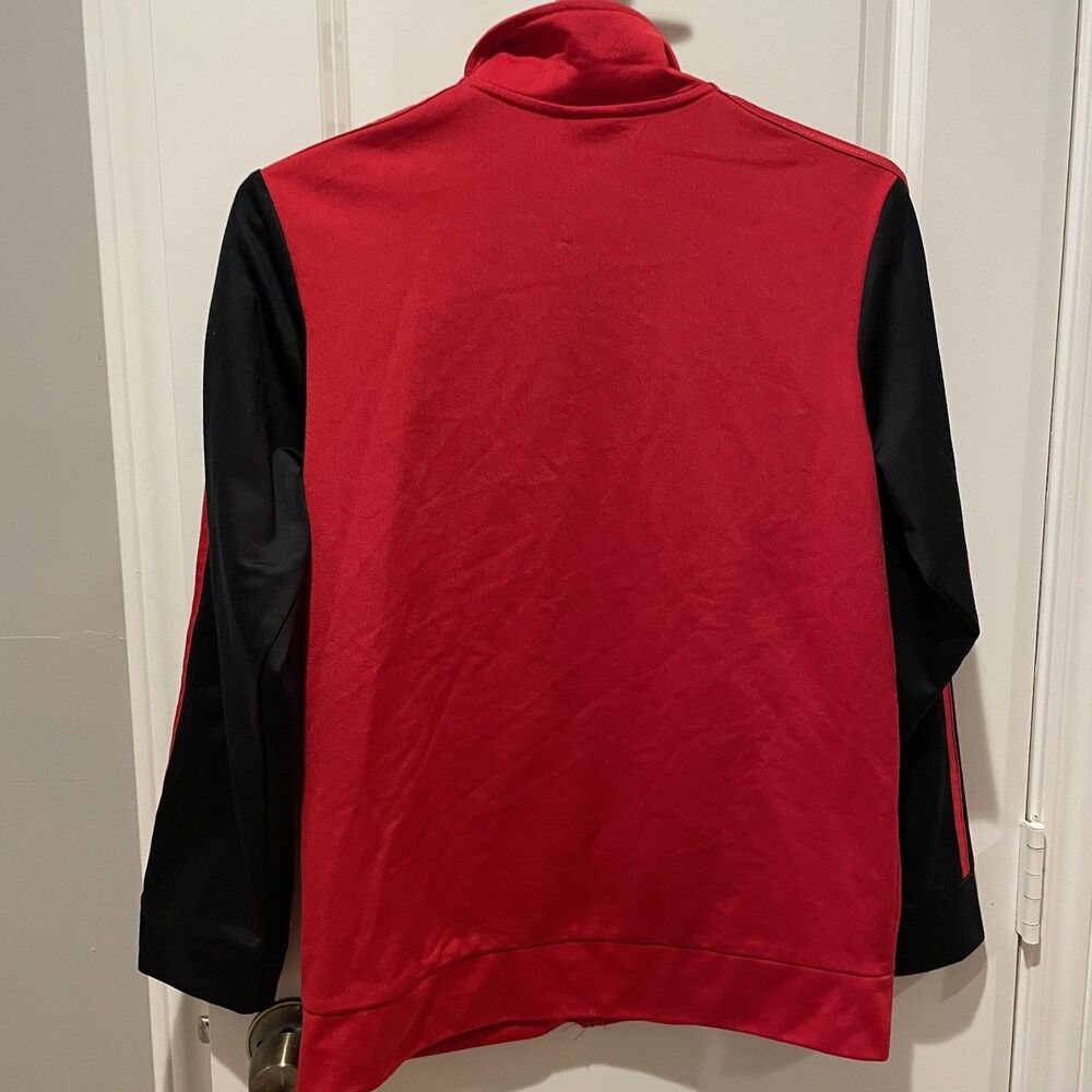 Boys Kids Red Black Adidas Zippered Sweater Size Large 14 16 - Picture 4 of 6